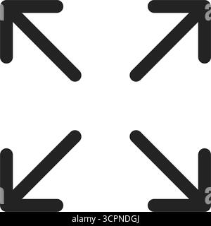 Espandere e ingrandire l'icona piatta isolata su sfondo bianco. Illustrazione vettoriale Illustrazione Vettoriale