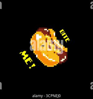 Pixel Art of Hot Dog Vector illustrazione Fast Food Design Cartoon Illustrazione Vettoriale