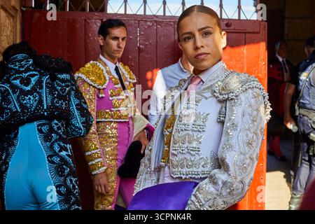 Salamanca, 12 settembre 2025. L'arena di la Glorieta. Corrida con tre donne. Nella foto: Olga Casado. Foto: Guillermo Navarro. ARCHDC. Crediti: Album / Archivo ABC / Guillermo Navarro Foto Stock