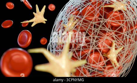 Immagine 3D della formazione di trombi all'interno di un vaso sanguigno Foto Stock