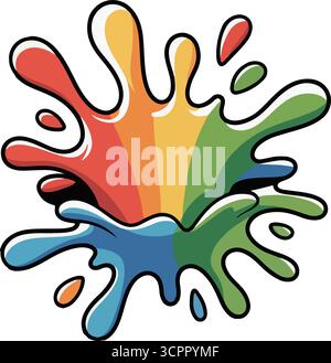 Illustrazioni di schizzi di liquido arcobaleno Illustrazione Vettoriale