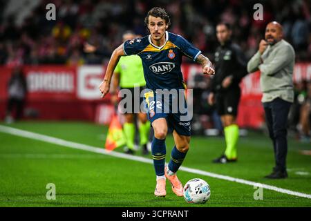 Carlos ROMERO dell'Espanyol Barcelona durante la partita di campionato spagnolo LaLiga tra Girona FC e RCD Espanyol il 26 settembre 2025 allo stadio Montilivi di Girona, Spagna Foto Stock