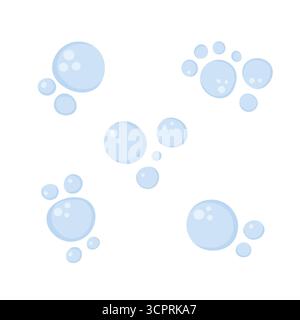 Illustrazione del set di bolle di sapone blu isolata Illustrazione Vettoriale