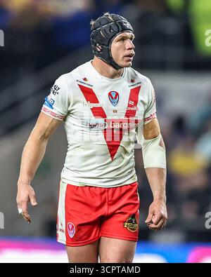 Jonny Lomax di St. Helens durante lo spareggio di Betfred Super League Eliminator 1 partita Leeds Rhinos vs St Helens all'Headingley Stadium di Leeds, Regno Unito, 27 settembre 2025 (foto di Alfie Cosgrove/News Images) Foto Stock