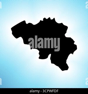 Icona mappa Belgio. Forma del paese su sfondo sfumato a righe radianti. Poster vivace in Belgio. Interessante illustrazione vettoriale. Illustrazione Vettoriale