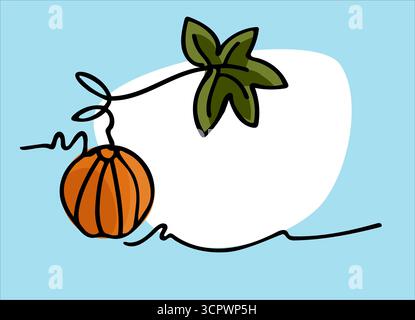 Struttura vettoriale con zucca e foglia di zucca. Sfondo del giorno del Ringraziamento, biglietto d'auguri, volantino, invito Illustrazione Vettoriale