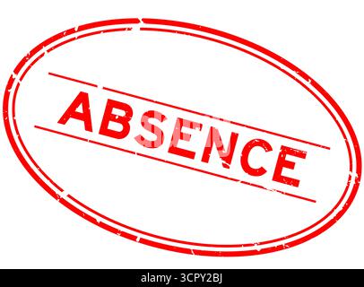 Simbolo di assenza rosso grunge timbro ovale in gomma su sfondo bianco Illustrazione Vettoriale