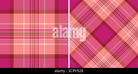 Due motivi rosa con motivo scozzese senza cuciture aggiungono un tocco di tradizione. Ideale per tessuti, sfondi o per aggiungere un tocco classico ai design. Versatile per la moda Illustrazione Vettoriale
