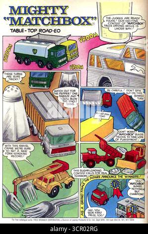 1969 Mighty Matchbox Table-top Road-eo annuncio, Fred Bronner Lesney Foto Stock
