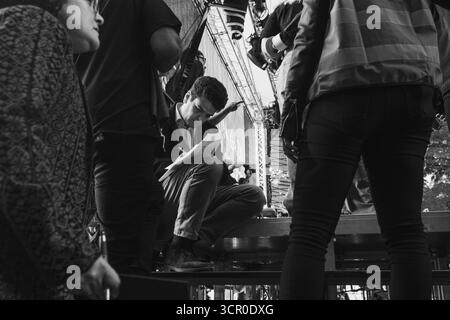 Friedendemo für Gaza unter dem motto All Eyes on Gaza Stoppt den Genozid Deutschland, Berlin AM 27.09.2025: Violinista e Aktivista Michael Barenboim ist einer der Initiatoren der Kundgebung. ALS Jude setzt er sich für den Frieden zwischen Palästinensern und Israelis ein, insbesondere durch Musik. *** Manifestazione di pace per Gaza sotto il motto All Eyes on Gaza Stop the Genocide Germany, Berlin on 27 09 2025 il violinista e attivista Michael Barenboim è uno degli iniziatori della manifestazione come ebreo, è impegnato nella pace tra palestinesi e israeliani, soprattutto attraverso la musica Foto Stock