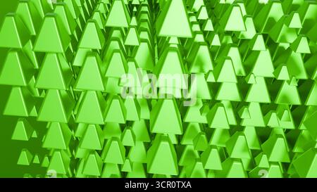 una moltitudine di forme triangolari riempie lo spazio, disposte in modo ordinato. I colori blu esaltano la moderna sensazione astratta, creando profondità Foto Stock
