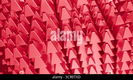 una moltitudine di forme triangolari riempie lo spazio, disposte in modo ordinato. I colori blu esaltano la moderna sensazione astratta, creando profondità Foto Stock
