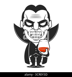 Illustrazione stilizzata di vampiri su sfondo bianco, adatta per disegni a tema Halloween Illustrazione Vettoriale