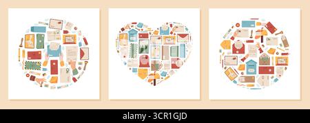 Icona a forma di coltello piatto Heart mail Illustrazione Vettoriale