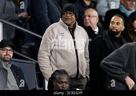 Parigi, Francia. 27 settembre 2025. Bernard Lama durante la partita di calcio o calcio del campionato francese di Ligue 1 Paris Saint-Germain PSG VS AJ Auxerre AJA il 27 settembre 2025 allo stadio Parc des Princes di Parigi, Francia. Crediti: Victor Joly/Alamy Live News Foto Stock