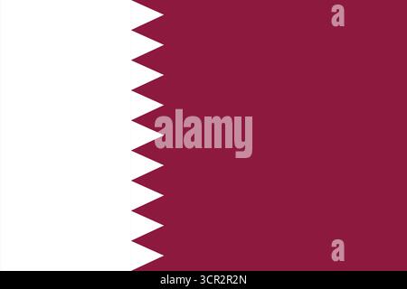 Qatar Flag Vector – illustrazione Flat National Emblem. Illustrazione vettoriale piatta ad alta risoluzione della bandiera del Qatar. Perfetto per editoriali e culturali. Illustrazione Vettoriale