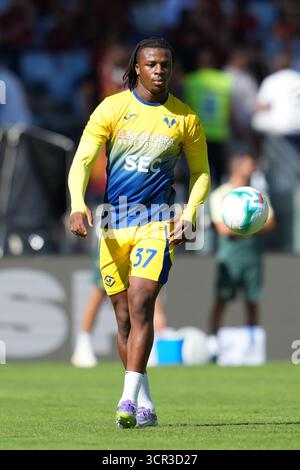 Armel bella-Kotchap di Hellas Verona durante la partita di serie A 2025/2026 tra AS Roma e Hellas Verona allo Stadio Olimpico di Roma, 28 settembre 2025. Foto Stock