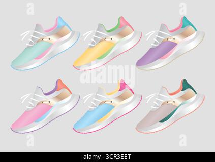 Scarpe da ragazza alla moda con colorazioni che si adattano al tuo marchio Illustrazione Vettoriale