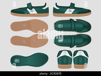 Sneakers Mary Jane dal design All Side View per produttore Illustrazione Vettoriale