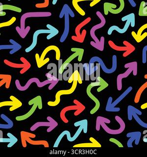 Freccia a doodle senza cuciture. Illustrazione vettoriale sfondo piatto. Illustrazione Vettoriale