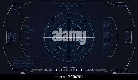 Futuristico radar blu militare Illustrazione Vettoriale