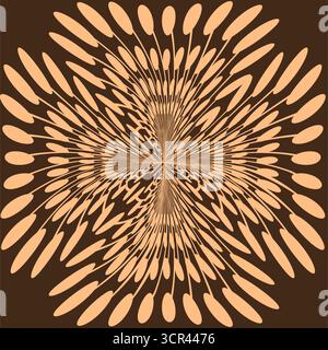 Esplosione radiale astratta. Progettazione di ripetizioni geometriche. Raggi gialli e marroni. Illustrazione vettoriale Sunburst. Illustrazione Vettoriale