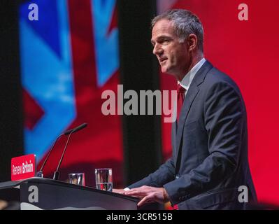 Liverpool, Regno Unito. 29 settembre 2025. Peter Kyle Segretario di Stato per le imprese e il commercio e Presidente del Board of Trade tiene il suo discorso a Liverpool nel Regno Unito . Foto: GaryRobertsphotography/Alamy Live News Foto Stock