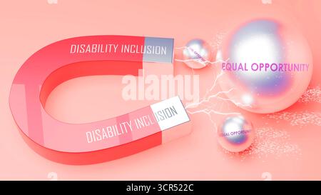 Inclusione della disabilità che attrae pari opportunità. Foto Stock