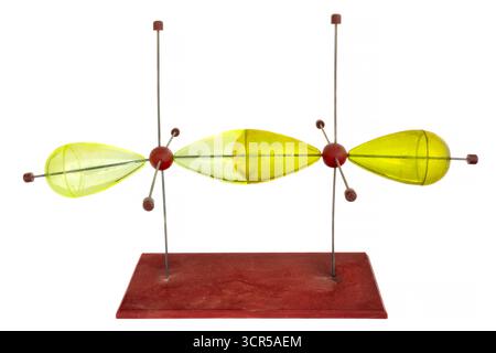 Modello molecolare educativo vintage isolato su sfondo bianco Foto Stock