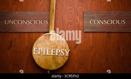 L'epilessia oscilla tra inconscio e cosciente. Visualizzazione di uno schema ripetuto di epilessia che si alterna tra le estremità: Inconscio e conscio Foto Stock