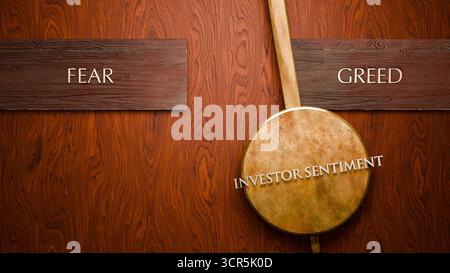 Il sentimento degli investitori oscilla tra paura e avidità. Visualizzare un modello ripetuto di sentimento degli investitori che si alternano tra le estremità: Paura e avidità Foto Stock