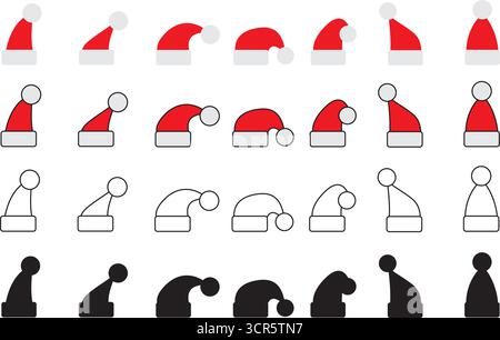 Imposta il vettore dei cappelli di Natale Illustrazione Vettoriale