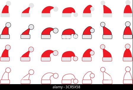 Imposta cappelli natalizi – vettoriali Illustrazione Vettoriale