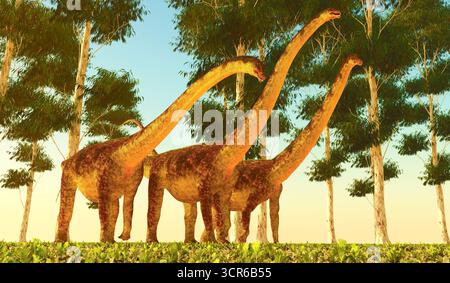 Puertasaurus era un erbivoro sauropod dinosaur che vivevano in Patagonia nel Cretaceo. Foto Stock
