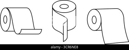 Simboli del contorno dei rotoli di carta. Carta igienica, tovaglioli, salviette e altri prodotti per l'igiene. Illustrazione vettoriale Illustrazione Vettoriale