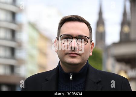 Praga, Repubblica Ceca. 29 settembre 2025. Il ministro degli Esteri ceco Jan Lipavsky ha visto durante la campagna del partito a Praga. Le elezioni parlamentari nella Repubblica Ceca si terranno il 3 e 4 ottobre 2025. (Foto di Tomas Tkacik/SOPA Images/Sipa USA) credito: SIPA USA/Alamy Live News Foto Stock