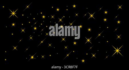 Stelle luminose isolate su sfondo trasparente. Illustrazione vettoriale. Illustrazione Vettoriale