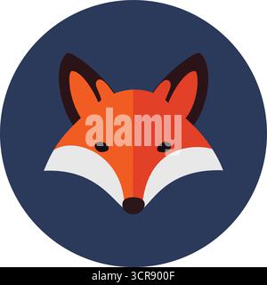 Un'icona a forma di volpe dal design piatto all'interno di un cerchio blu, perfetta per avatar, loghi o branding a tema animale. Illustrazione Vettoriale