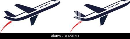 Logo aeroplano in decollo, logo stilizzato in decollo, ideale per agenzie di viaggio e compagnie aeree Illustrazione Vettoriale