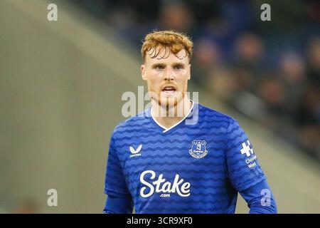 Liverpool, Inghilterra, Regno Unito. 29 settembre 2025. Jake o'Brien di Everton durante la partita Everton FC contro West Ham United FC English Premier League all'Hill Dickinson Stadium, Liverpool, Inghilterra, Regno Unito il 29 settembre 2025 Credit: Lee Keuneke/Every Second Media Credit: Every Second Media/Alamy Live News Foto Stock