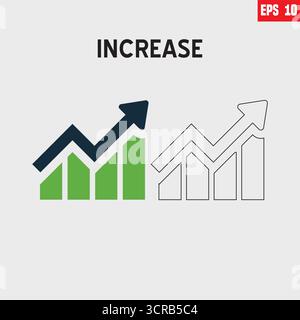 Aumento dei costi icone piatte vettoriali. Il denaro aumenta i progetti vettoriali Illustrazione Vettoriale