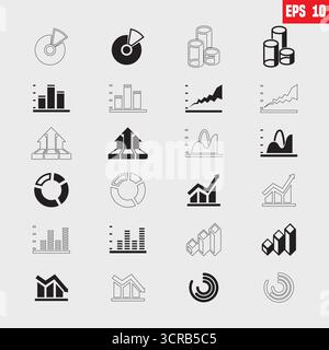 Statistiche, analisi dei dati, infografica. Simboli per l'interfaccia utente del sito Web o dell'app, il design del logo, l'illustrazione Illustrazione Vettoriale
