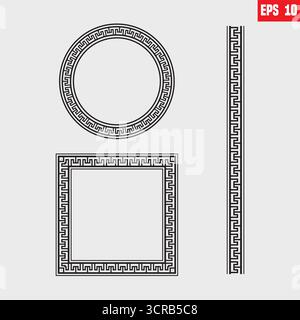 Cornici e bordi decorativi vintage Illustrazione Vettoriale