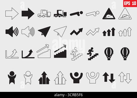 Serie di icone della linea vettoriale correlate ai simboli delle statistiche Illustrazione Vettoriale