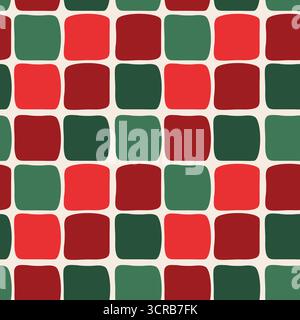 Motivo geometrico a quadri natalizi quadrato. Sfondo natalizio senza cuciture per carta da imballaggio, tessuto, tessuti, imballaggi Illustrazione Vettoriale