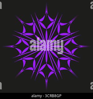Stella viola astratta. Simbolo del fiocco di neve decorato. Elemento geometrico invernale. Illustrazione grafica vettoriale. EPS 10. Illustrazione Vettoriale