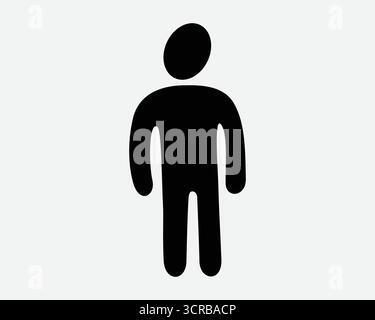 Icona della figura a bastone umano persona uomo in piedi Stickman in posa forma maschio profilo nero profilo corpo profilo utente simbolo Illustrazione Vettoriale