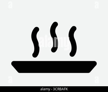 Icona piastra calda piatto piatto piatto piatto da cena con teglia a scottatura a flusso stufa per superfici riscaldanti simbolo di temperatura elevata silhouette nera Illustrazione Vettoriale