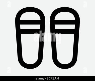 Icona della linea delle pantofole calzature Sandali Flip Flop Outline simbolo di forma Tropical Summer Beach gamba protezione dei piedi indossando le spine segno illustrazione illustrazione Illustrazione Vettoriale