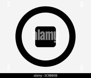 Pulsante di arresto icona multimediale quadrato rotondo controllo multimediale musica Video tecnologia digitale segnale Symbol radio Player riproduzione app Illustrazione Vettoriale